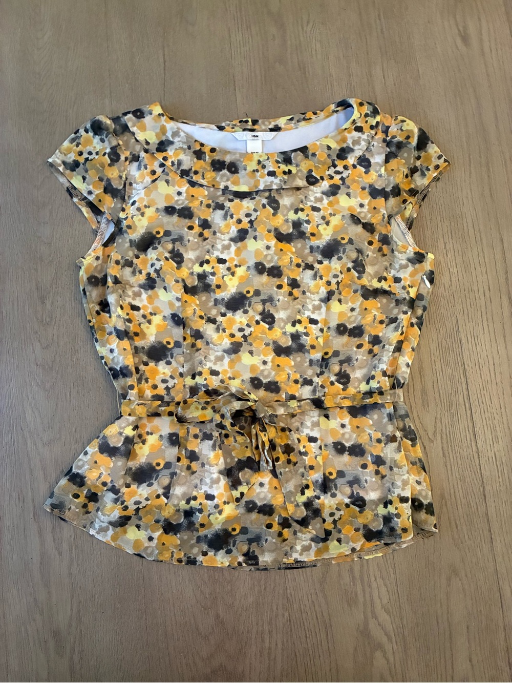 H&M Yellow, Black & Beige Floral Top